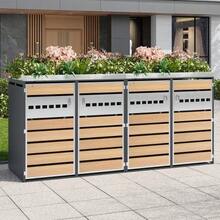Lockable Storage Box For Bins, Two Doors, Planting Space, With Ventilation - Gray 1 - View 2