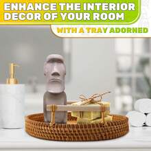Round Rattan Tray - Handwoven Wicker Serving Tray With Reinforced Base, Farmhouse Decor For Coffee Table & Ottoman, Easy To Clean (Available In 11", 9.5", 8.6") - 彩色 - 查看 6