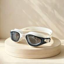 Professional Racing Swimming Goggles, Waterproof, Anti-Fog, UV Protection, Adult Swimming Goggles, White Strap - White - View 1