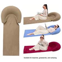 1pc Beach Mat With Inflatable Pillow, Outdoor Mat, Sand-Proof, Suitable For Outdoor Camping And Picnic, Single Person Sleeping Pad, Foldable Portable Moisture-Proof Mat, Sunbathing Mat - Multicolor - View 5