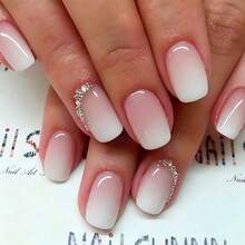 Upgrade Your Style 24pcs Short Square Ice Transparent Gradient Sexy Design Full Coverage Nail Tips Suitable For Women And Girls - Multicolor - View 8