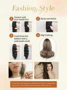 20 Inch Linen Brown Center Part Bangs Heat Resistant Long Wavy Curly Hair Wig For Women, Suitable For Daily Wear, Halloween, Christmas, New Year, Carnival, Music Festival, Cosplay, Girls Gift, Summer Graduation Gift, Ready-To-Wear Gift, Halloween Christmas Gift - Linen Brown - View 9