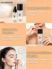 GUOXIAONIU Spray Fijador de Maquillaje, Maquillaje de Larga Duración 12H, Sin Desvanecimiento, Acabado Mate Resistente al Agua y al Sudor, Ligero, Aspecto de Maquillaje Natural, Adecuado para Todo Tipo de Piel - transparente - Ver 8