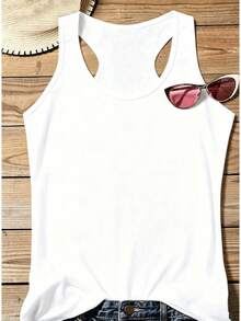 Loves Jesus And America Too Graphic Tank Tops Women, USA Flag Bow Print Racerback Tank, 180G Vest Casual Summer Top, Summer Clothes, 4th Of July Ou - White - View 2