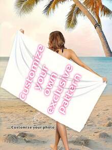 Serviette de plage photo personnalisée - Cadeau en microfibre personnalisé, convient aux femmes, aux hommes et aux S, 29.5x59.0 pouces/31.44x74.74 pouces - Douce et légère, convient pour le camping, le surf, la natation - Design géométrique, style moderne, accessoires de plage, équipement de plein air, esthétique contemporaine - Multicolore - Voir 2