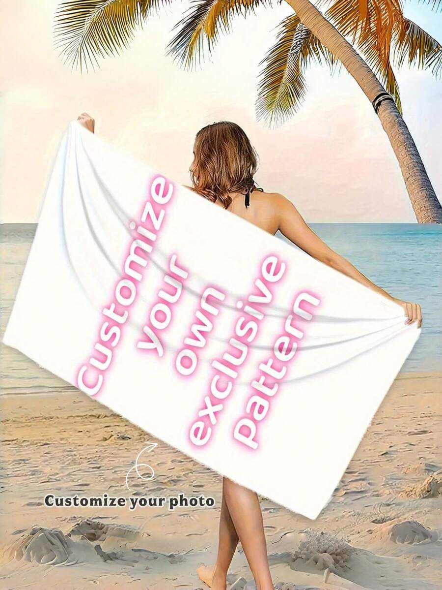 Serviette de plage photo personnalisée - Cadeau en microfibre personnalisé, convient aux femmes, aux hommes et aux S, 29.5x59.0 pouces/31.44x74.74 pouces - Douce et légère, convient pour le camping, le surf, la natation - Design géométrique, style moderne, accessoires de plage, équipement de plein air, esthétique contemporaine