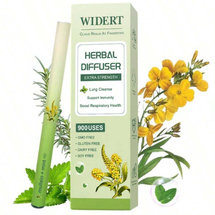 WIDERT Herbal Diffuser Sticks Upgraded - Thyme & Mint Extract - Designed For Lung Detoxification And Oral Freshness - Soothing Relaxation Sticks - Non-Electronic Personal Fragrance Accessory - 薄荷 - 查看 1