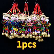 Campana de viento colgante con sombrero de paja Dongba de Yunnan de color aleatorio, decoración de posada, colgante de coche - A - Ver 8