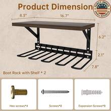 Wall Mounted Boot Rack And Garden Tool Organizer Heavy Duty Steel Storage Racks With Curved Hooks Multi Functional Utility Shelf Display For Garage Backyard Black Two Pack - 2 Pcs - View 8