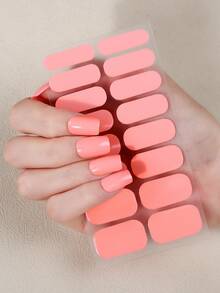 2 pièces Enveloppes pour ongles de couleur unie, autocollants pour ongles classiques à haute brillance auto-adhésifs. Faciles à appliquer, parfaits pour le travail des dames, les vacances, les rendez-vous et les manucures DIY. - Rouge - Voir 5