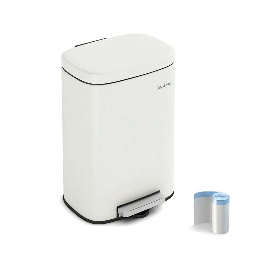 MCC Direct Pedal Kitchen Bin With Soft Close Lid, Step-On Trash Can With Inner Bucket, Durable Steel Body, Hands-Free Waste Disposal - White - View 1