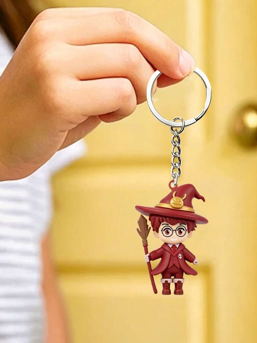 Harry Potter-Themed Halloween Acrylic Keychain. The Flat 2D Design Recreates The Q-Like Image Of The Magician. It Is Thin And Transparent, And Not Prone To Breaking. The Metal Chain Ring Is Rust-Proof And Durable, Suitable For Key Decoration. - Multicolor - View 1