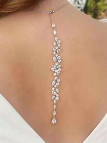 Chaîne de dos de mariée en argent avec zircone - Argent - Voir 1