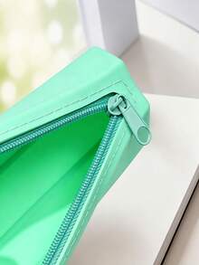Silicone Pencil Shaped Pencil Case, Waterproof Easy To Clean Scratch-Resistant Durable, Large Capacity Smooth Zipper Macaron Color Student Stationery Storage Bag, INS Style Creative Silicone Pencil Pouch - Multicolor - View 5