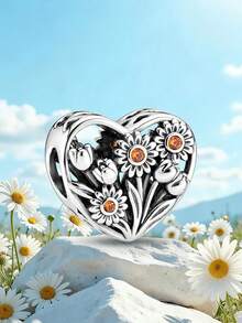 1pc Fashionable Hollow Flower Heart-Shaped Beaded Decor, Suitable For Women Bracelet DIY Jewelry Making And Daily Decoration, Girls Accessory - Style 4 - View 8