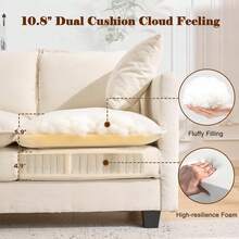 Loveseat Sofa Cloud Sofa Couch 50'', Modern Loveseats 2 Seat Couch 27" Deep Seat With 2 Pillows For Small Spaces Apartment Studio Office Bedroom Living Room 8834-BLACK-1 - 米色 - 查看 4