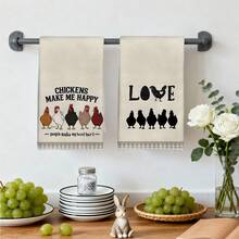 2 Buah Handuk Dapur, Gaya Pastoral Retro Amerika dengan Motif Ayam yang Menarik, Handuk Dapur Mikrofiber Persegi Panjang 40*60cm, Lap Piring, Taplak Meja, Handuk Tangan, Dekorasi Dapur, Dekorasi Rumah, Hadiah Pindah Rumah untuk Tetangga, Serbet dan Lap Piring, Dekorasi Rumah, Hadiah - Grey - View 8