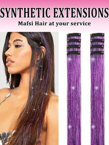 2/4/8pcs 20-Inch Glitter Hair Clips, Hair Pins, Hair Ties Set, Party Festival Fairy Hair Accessories For Women - Multicolor - View 12