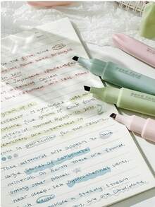 4 buah/Set Pulpen Stabilo Fluorescent Gradien Estetika Jepang, Bodi Gradien Modis, Desain Ujung Miring, Pegangan Plastik Halus Anti-Selip, Perlengkapan Alat Tulis Sekolah - Beraneka warna - View 10