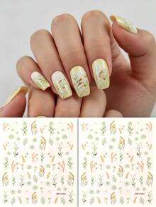 Tiebeauty 2 piezas Pegatinas de arte de uñas de margarita pastoral de primavera, diseño de estilo Ins de margarita floral, decoración de uñas autoadhesiva DIY, suministros para uñas, adecuado para salidas de primavera/verano, decoración de arte de uñas para fiestas de vacaciones - Multicolor - Ver 2