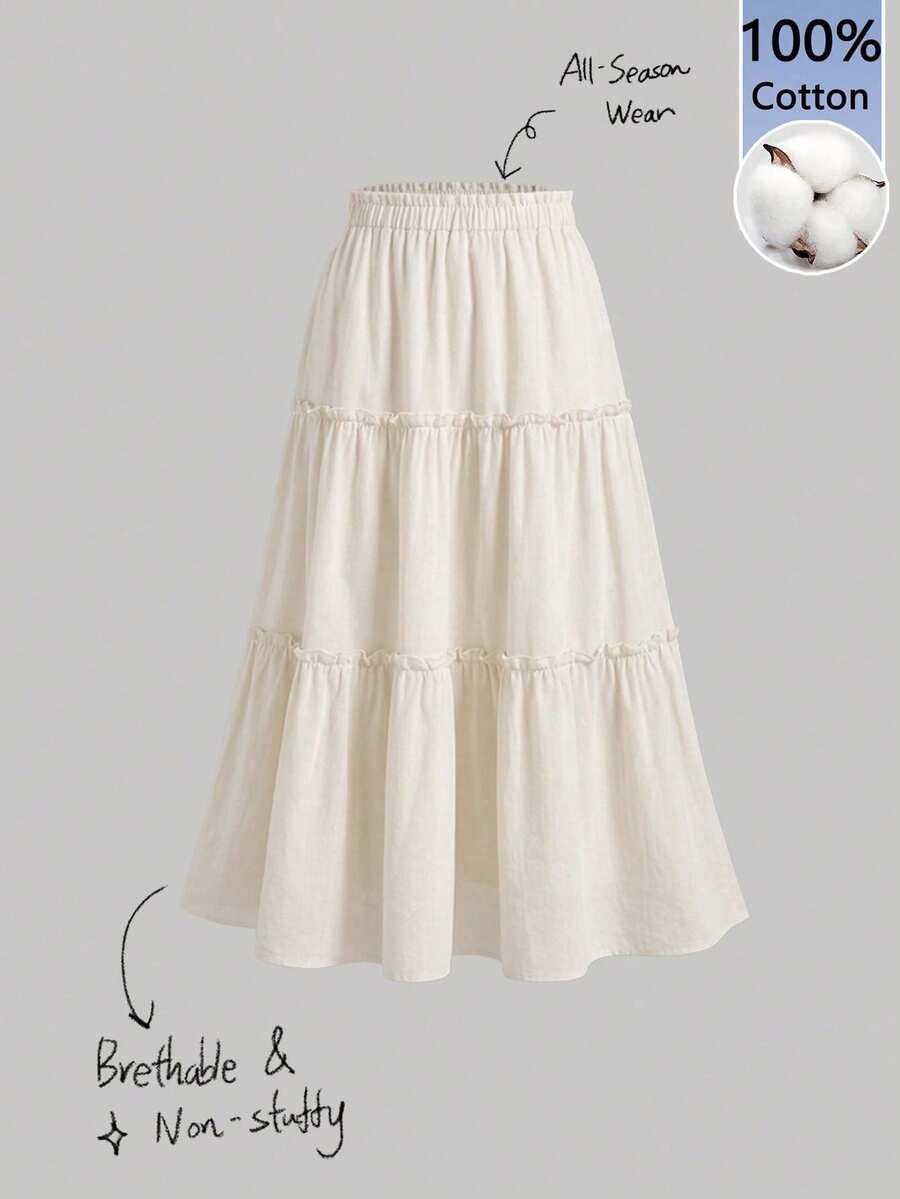 MOD Solid Color Ruffled Skirt With Ruffled Hem - Multicolor 2 - View 1