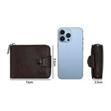 Men's Litchi Grain Wallet, Short Style High-Quality Snap Closure Bifold Wallet, Multi-Card Slots Large Capacity Coin Purse - Multicolor - View 10