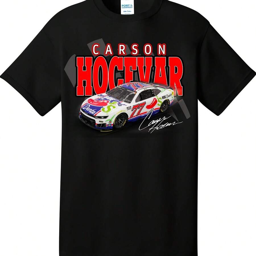 Carson Hocevar #77 Chilis Graphic Tee Shirt - 黑色 - 查看 1