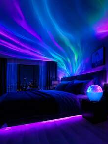 RGB Aurora Projection Night Light - 16 Color Water Ripple LED Star Light With Remote Control, USB Powered Atmosphere Lamp, Suitable For Bedroom, Party, Game Room And Children's Gift, Create Dreamy Northern Lights Sky Projection, Help You Relax - RGB - View 8