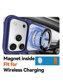 Shockproof Magnetic Skin Feel Transparent Phone Case Compatible With IPhone 17 Pro Max 17 Pro 16 Pro Max 15 Pro Max 12 14 Pro Max 13 Pro 17 Button Bumper Anti-Fall Wireless Charging Protective Clear Cover - Blue - View 4