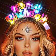 - Diadema iluminada con luces de cumpleaos para fiestas de cumpleaos, accesorios brillantes para el cabello para mujeres - Multicolor + Talla Única - Ver 2