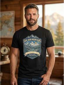 T-shirt unisexe avec graphique des montagnes de San Juan, Colorado--T-shirt de voyage - Noir - Voir 4