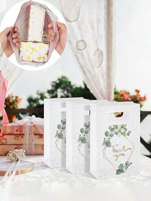 Bolsas de regalo para llevar (60/50/30/20/10 unidades), ideales para bodas, fiestas, cumpleaños y otras ocasiones; bolsas de regalo con flores secas de eucalipto verde, bolsos de mano portátiles y bolsas de almacenamiento para el hogar. - A - Ver 7