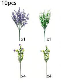 10pcs, Artificial Flowers, UV-Resistant Faux Plants, Suitable For Garden Decoration, Large Faux Shrubs, Realistic Indoor And Outdoor Plants, Suitable For Hanging Baskets, Porches, Patios And Home Decor - Multicolor - View 7