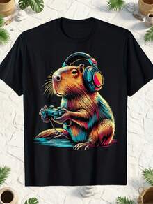 Divertente Videogioco Capybara T Camicia - 180grammo,100%Puro cotone T Regalo: maglietta - nero - Visualizzare 2