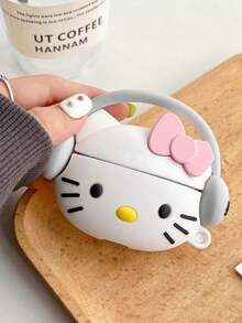 SANRIO 1pc Cute Musical KT Cat Bluetooth Earphone Case Compatible With AirPods Pro3 Apple Wireless Bluetooth Earphone Case AirPods2/3/4/Pro/Pro2 Cartoon Protective Cover (Earphones Not Included) - White - View 4