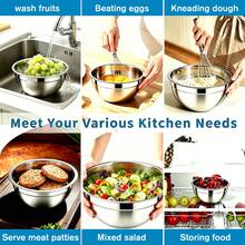 5PCS Mixing Bowls With Lids And 30-Piece Stainless  Flatware Set, Airtight Nesting Salad Bowls With Scratch Resistant Cutlery, Space Saving Kitchen Prep Set For Cooking Baking & Storage, Dishwasher , Durable Stainless Steel Utensils - Silver - View 9