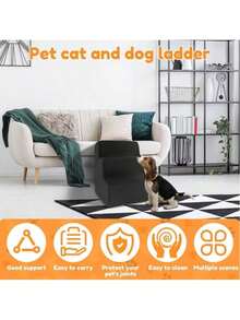 3-Tier Pet Stairs, Suitable For Dogs And Cats, Non-Slip Foam Dog Steps, Removable Washable Bed/Sofa Pet Ramp, 34x40x30cm, Suitable For Small Dogs And Elderly Pets - Multicolor - View 7