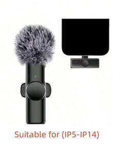 2.4G Wireless Lavalier Microphone, Type-C Interface, Plug And Play, Ultra-Low Latency, Built-In Noise Reduction Chip, Suitable For Video Recording, Interview, Podcast, Vlog, 50mAh Rechargeable Battery - Black - View 12