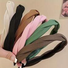 Elegant Retro Solid Color Headband - Fashionable Round Headband, Non-Slip Design, Suitable For Styling, Face Washing, And Daily Wear, Hair Accessory Hairband - Multicolor - View 1