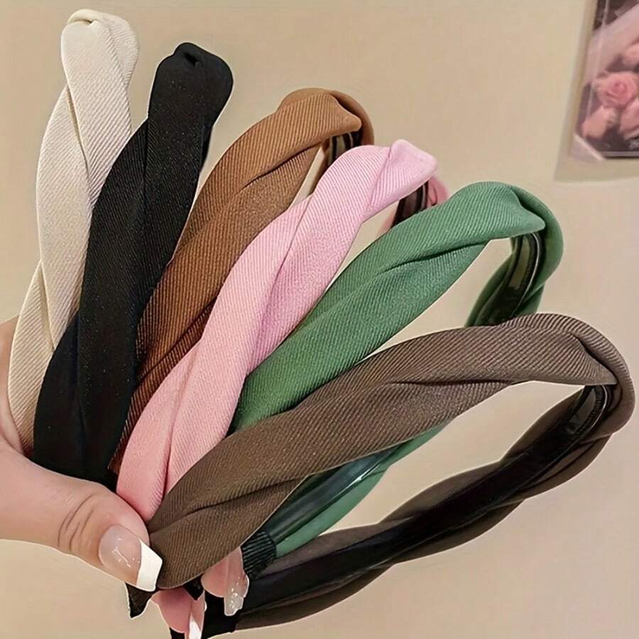 Elegant Retro Solid Color Headband - Fashionable Round Headband, Non-Slip Design, Suitable For Styling, Face Washing, And Daily Wear, Hair Accessory Hairband - Multicolor - View 1