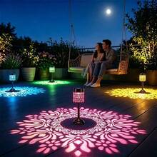 太陽能牡丹 LED 桌燈,戶外防水金屬投影燈,暖白色與多色太陽能裝飾燈,自動開啟太陽能花燈,適用於花園、庭院、露台、節日派對裝飾,完美禮品裝飾 - 牡丹桌燈 - 查看 4