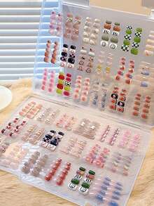 1 pieza/2 piezas Caja de almacenamiento de arte de uñas a prueba de polvo de gran capacidad, tablero de exhibición de uñas portátil, caja de almacenamiento de maquillaje de plástico transparente, suministros de uñas con 1 rollo de cinta adhesiva, accesorios de belleza, herramientas de salón de uñas, decoración de habitación - transparente - Ver 1