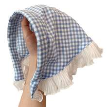 1pc Women's Casual Blue Plaid Headscarf Scarf, Fresh Summer Style Hair Accessory Autumn Headband Headband Headpiece, Soft Headband, Suitable As Gift, Winter Vacation Clothing - Blue - View 7