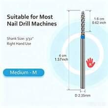 1pc Professional Carbide Nail Drill Bit Electric Nail File Nail Tool Cuticle Remover Grinding Head - Blue - View 4