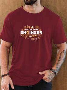 Camiseta de manga corta con cuello redondo para hombre, diseño TRUST ME, I'AN ENGINEER, estilo casual de verano. - Blanco - Ver 5