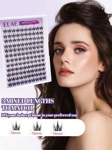 ELAE Beginner Friendly Manga Lash Clusters, Soft Black Band Wispy Cluster Eyelashes, D Curl Lightweight DIY Lash Extensions, 10-14mm Mixed Length, Built-In Eyeliner Effect Faux Mink Cosmetics - Classic Spiky D - 查看 3
