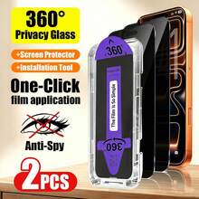 XINHONGYU 2片裝 360°可延伸隱私螢幕保護貼，相容 iPhone 17 Pro Max/17/16/15/14/13/12 Plus 與 Mini，防偷窺鋼化玻璃膜，無塵安裝，高清透明，防指紋，無縫邊緣，無縫設計，光滑表面 - 2個 - 查看 18