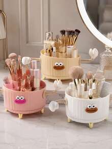 360° Rotating Cartoon Storage Pen Holder Cute Funny Student Pen Holder Multi-Compartment Design Cosmetic Cartoon Storage Box, Suitable For Bathroom, Vanity, Bedroom, Sink, Desk, Etc., Can Hold Lipstick, Lip Gloss, Makeup Brushes, Eyebrow Pencils, Eyeliner, Mascara, Etc., Small Hands Can Be Freely Attached, DIY Sausage Lips Creative Cosmetic Storage Organizer - Multicolor - View 2