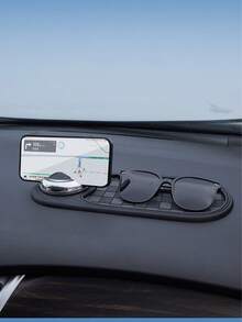 Multifunctional Non-Slip Car Dashboard Cushion With Rotating Mobile Phone Holder, Large-Capacity Glasses And Key Storage, Heat-Resistant Silicone, Lattice Design, Suitable For All Vehicles, Car Mobile Phone Holder, Modern Dashboard Additions - A - View 2