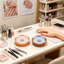 2/4pcs Mini Floral Pattern Nail Art Rhinestone & Pearl Storage Box, Desktop False Nail Tip Storage Tray, Nail Drill Bit Storage Box, Graffiti Painting Watercolor Palette - Multicolor - View 13